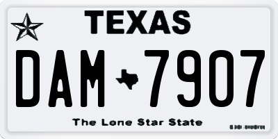 TX license plate DAM7907
