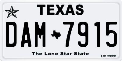TX license plate DAM7915