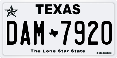 TX license plate DAM7920