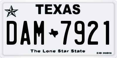 TX license plate DAM7921
