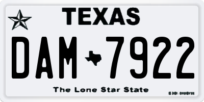 TX license plate DAM7922