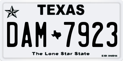 TX license plate DAM7923