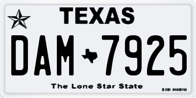 TX license plate DAM7925