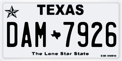 TX license plate DAM7926