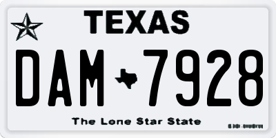 TX license plate DAM7928