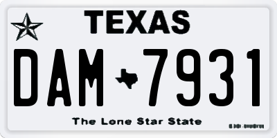 TX license plate DAM7931