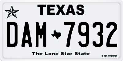 TX license plate DAM7932