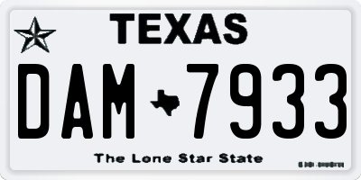 TX license plate DAM7933