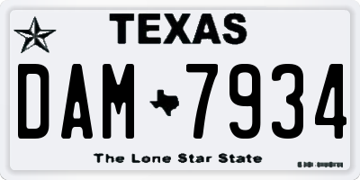 TX license plate DAM7934