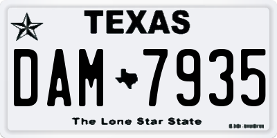 TX license plate DAM7935