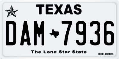 TX license plate DAM7936