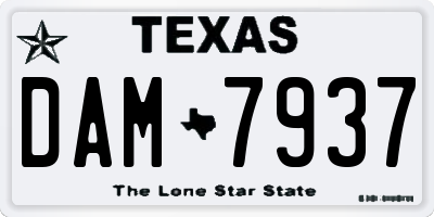 TX license plate DAM7937