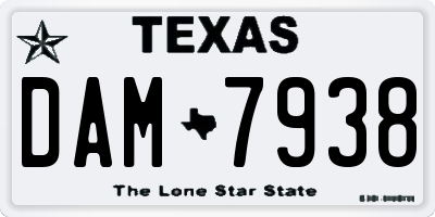 TX license plate DAM7938