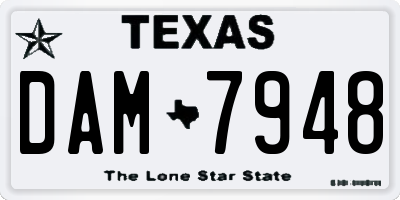 TX license plate DAM7948