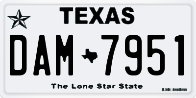TX license plate DAM7951