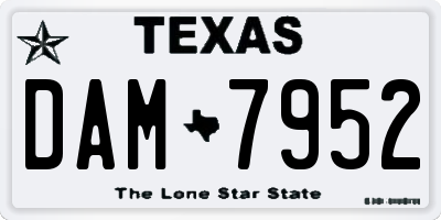TX license plate DAM7952