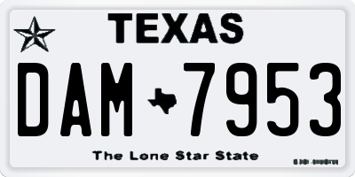 TX license plate DAM7953