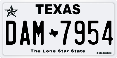 TX license plate DAM7954