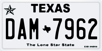 TX license plate DAM7962