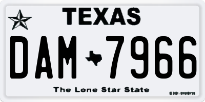 TX license plate DAM7966