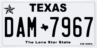 TX license plate DAM7967