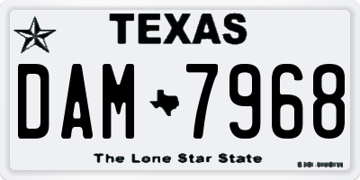 TX license plate DAM7968