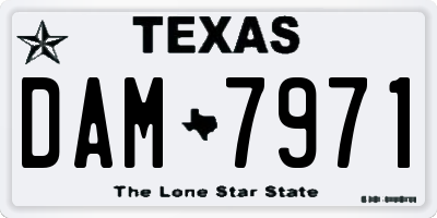 TX license plate DAM7971