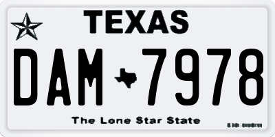 TX license plate DAM7978