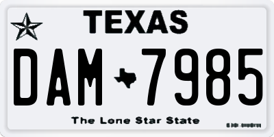 TX license plate DAM7985