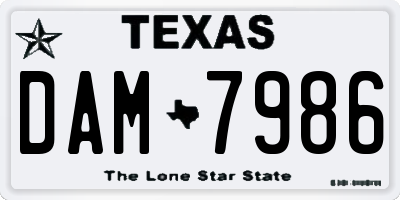 TX license plate DAM7986