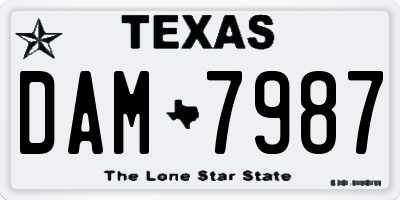 TX license plate DAM7987