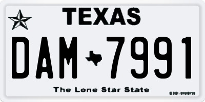 TX license plate DAM7991