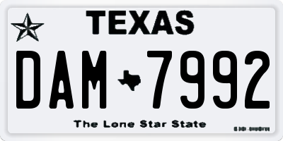 TX license plate DAM7992