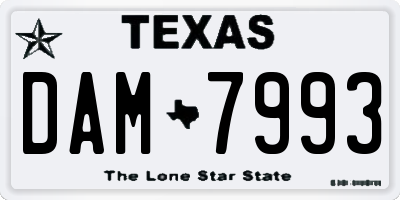 TX license plate DAM7993