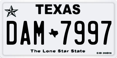TX license plate DAM7997