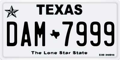 TX license plate DAM7999