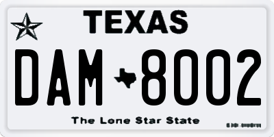 TX license plate DAM8002