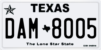 TX license plate DAM8005
