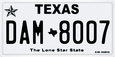 TX license plate DAM8007