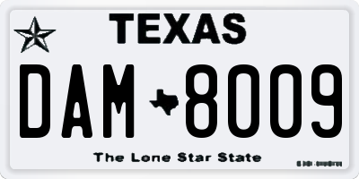 TX license plate DAM8009