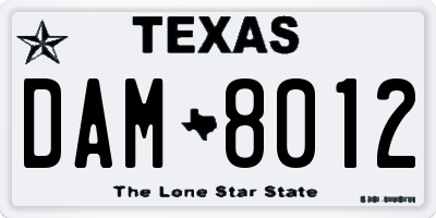 TX license plate DAM8012