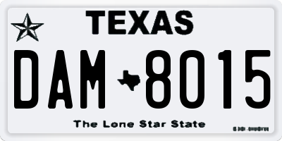 TX license plate DAM8015
