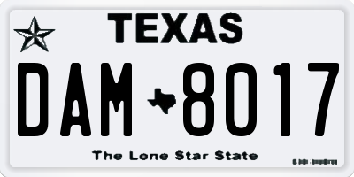 TX license plate DAM8017