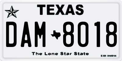 TX license plate DAM8018