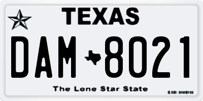 TX license plate DAM8021