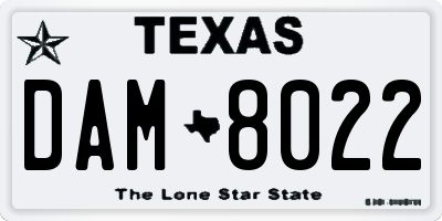 TX license plate DAM8022