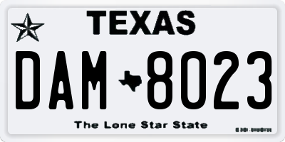 TX license plate DAM8023