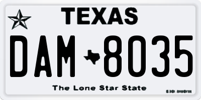 TX license plate DAM8035