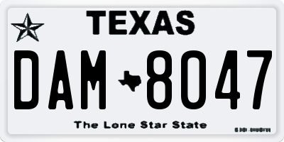 TX license plate DAM8047