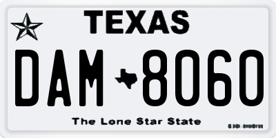 TX license plate DAM8060